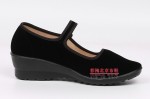 034-388 黑色 坡跟一代 舒适休闲工作鞋 广场舞鞋