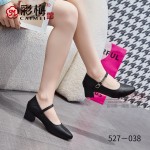 527-038 黑 时尚优雅舒适粗跟女单鞋