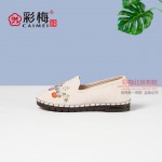 014-050 米 中国风刺绣休闲女单鞋