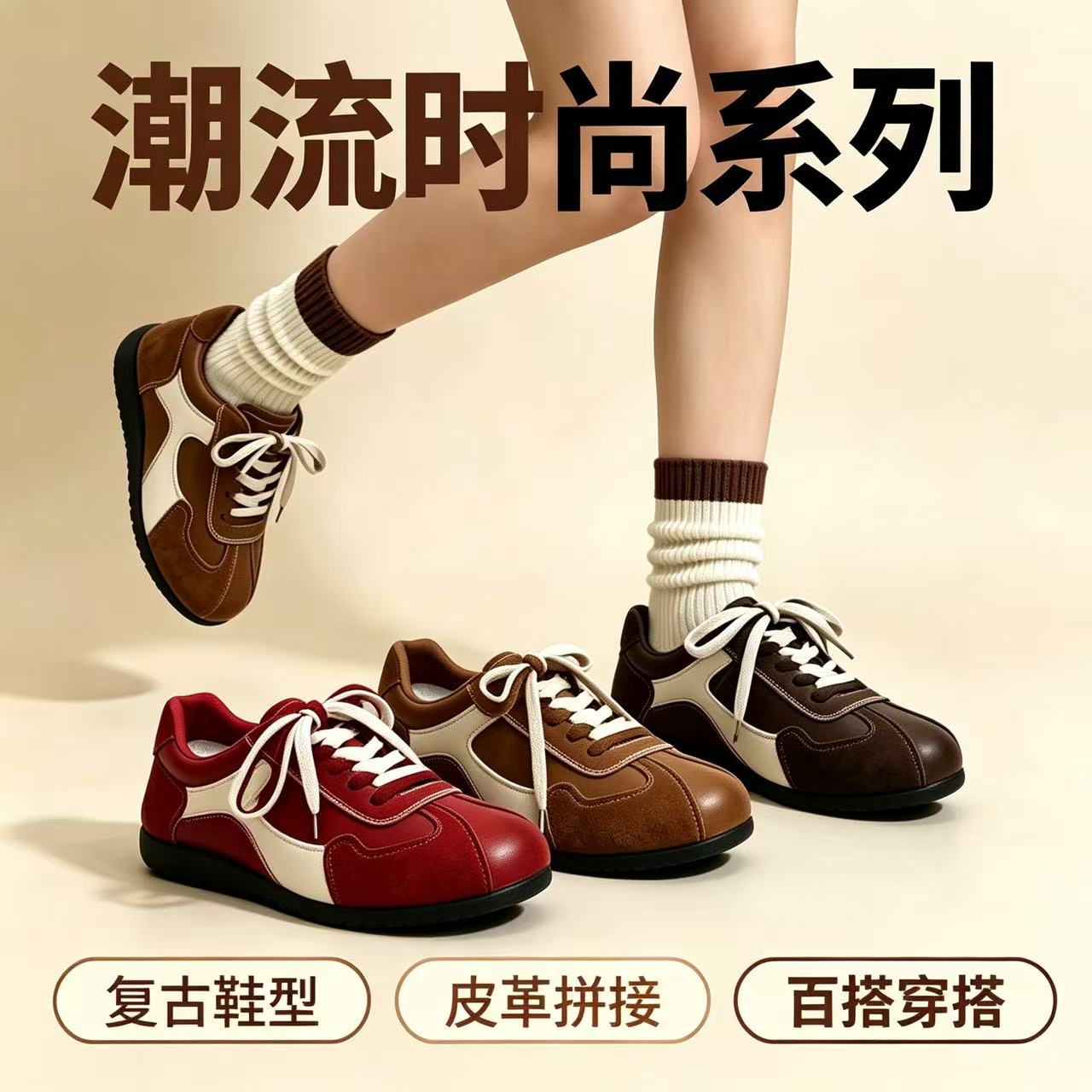 彩梅北京布鞋 加绒保暖皮鞋